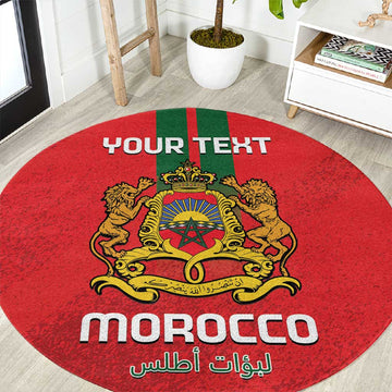 Custom Morocco Football Round Carpet Go Lionesses of Atlas LT14