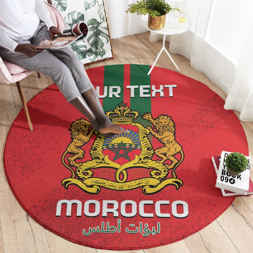 Custom Morocco Football Round Carpet Go Lionesses of Atlas LT14
