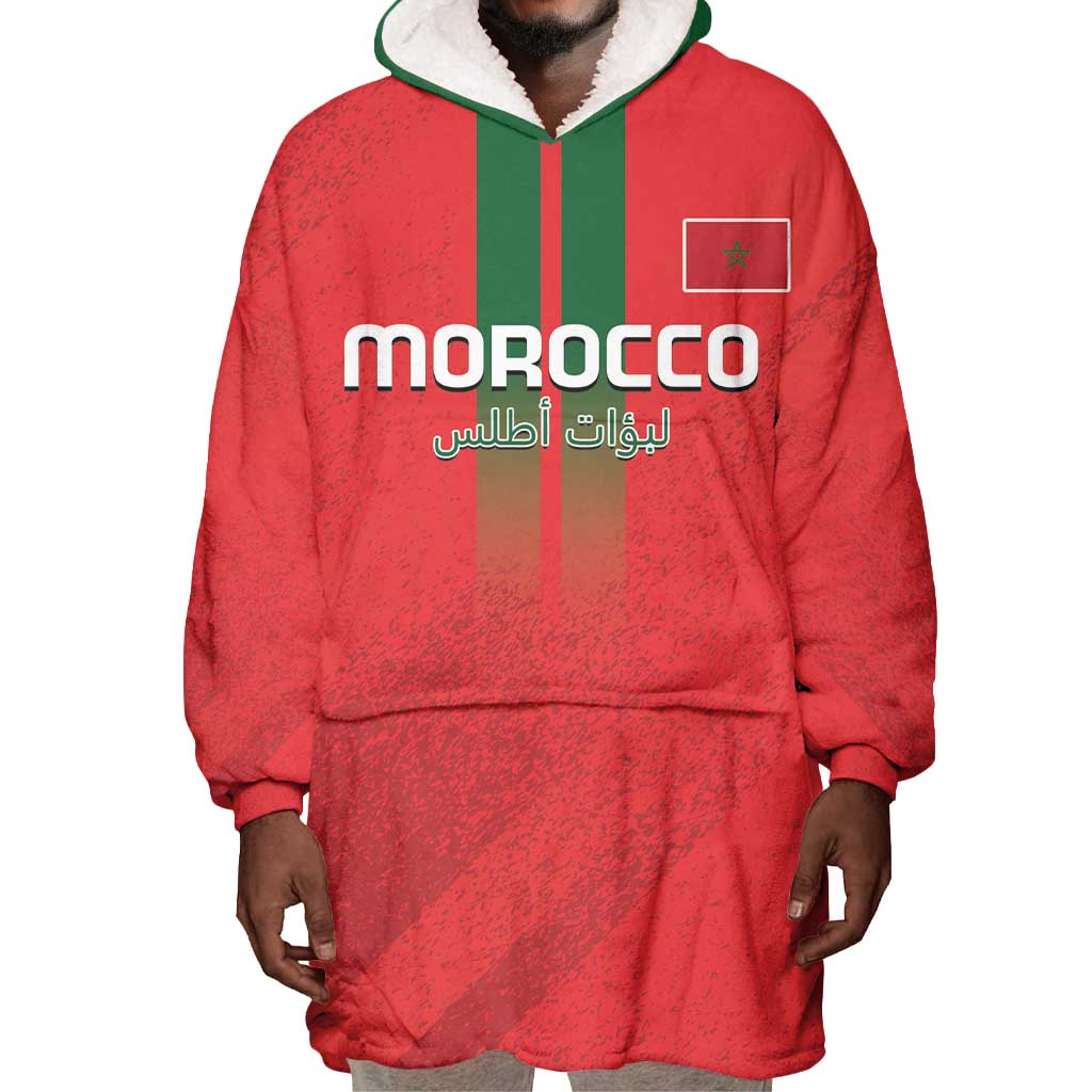 Custom Morocco Football Wearable Blanket Hoodie Go Lionesses of Atlas LT14