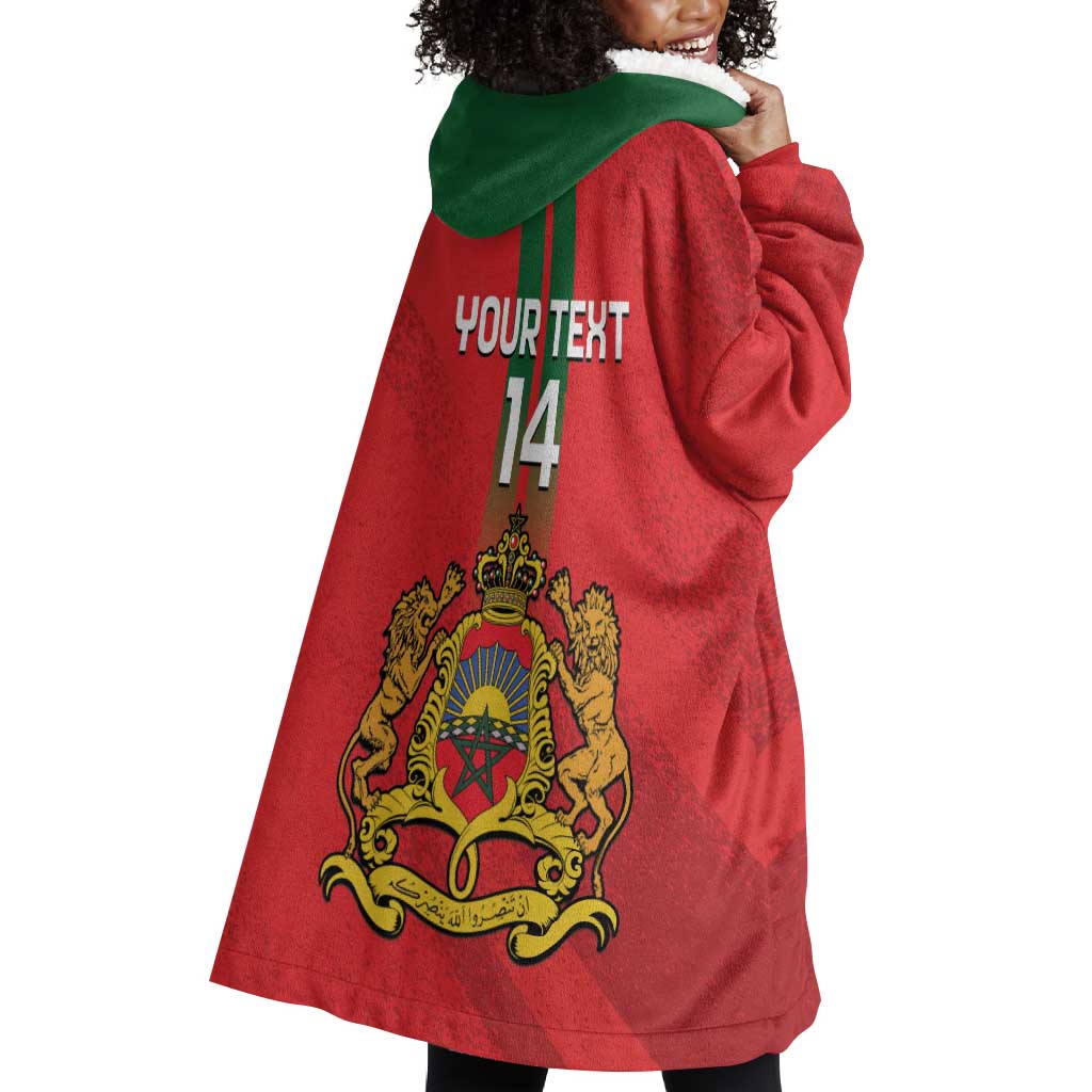 Custom Morocco Football Wearable Blanket Hoodie Go Lionesses of Atlas LT14