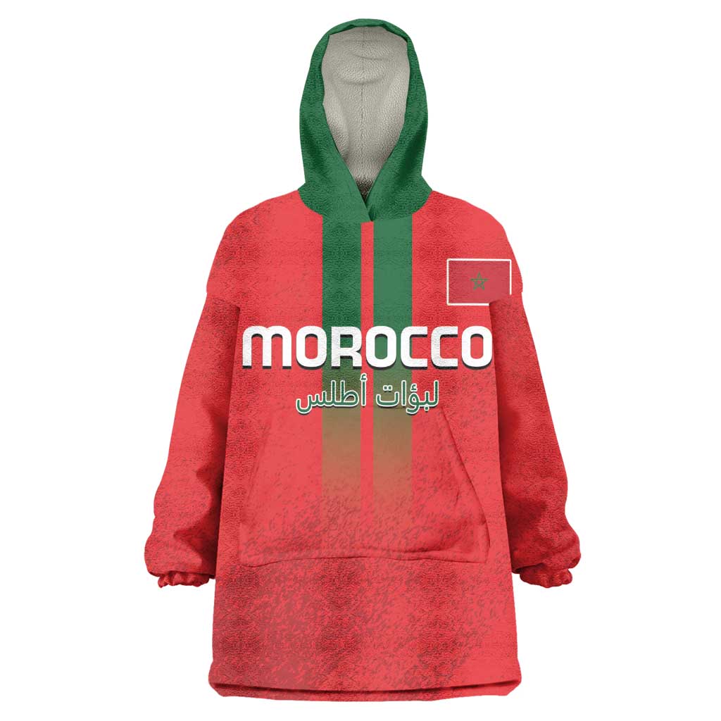 Custom Morocco Football Wearable Blanket Hoodie Go Lionesses of Atlas LT14