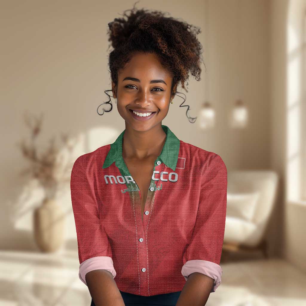 Custom Morocco Football Women Casual Shirt Go Lionesses of Atlas LT14