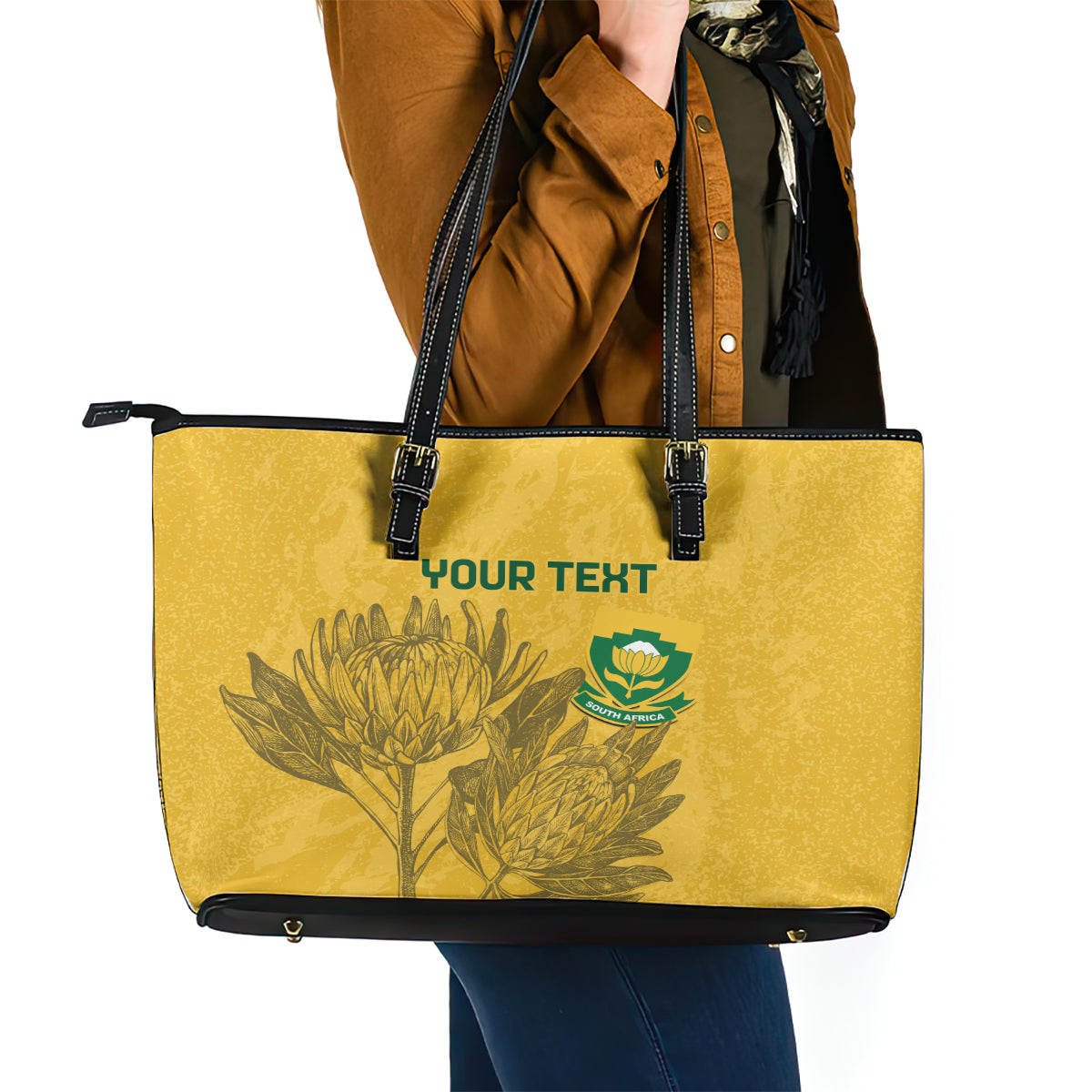 Custom South Africa Soccer Leather Tote Bag Go Banyana Banyana Proteas LT14