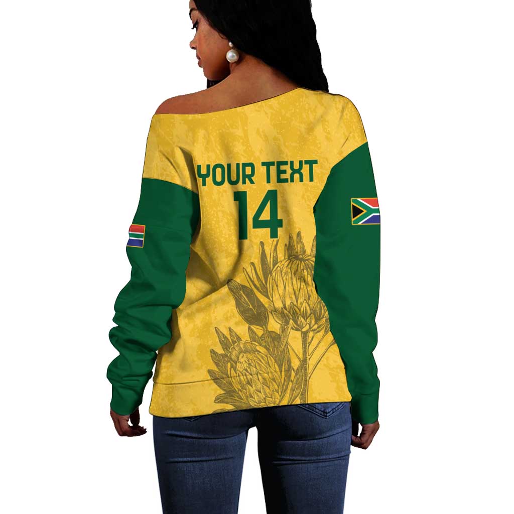 Custom South Africa Soccer Off Shoulder Sweater Go Banyana Banyana Proteas LT14