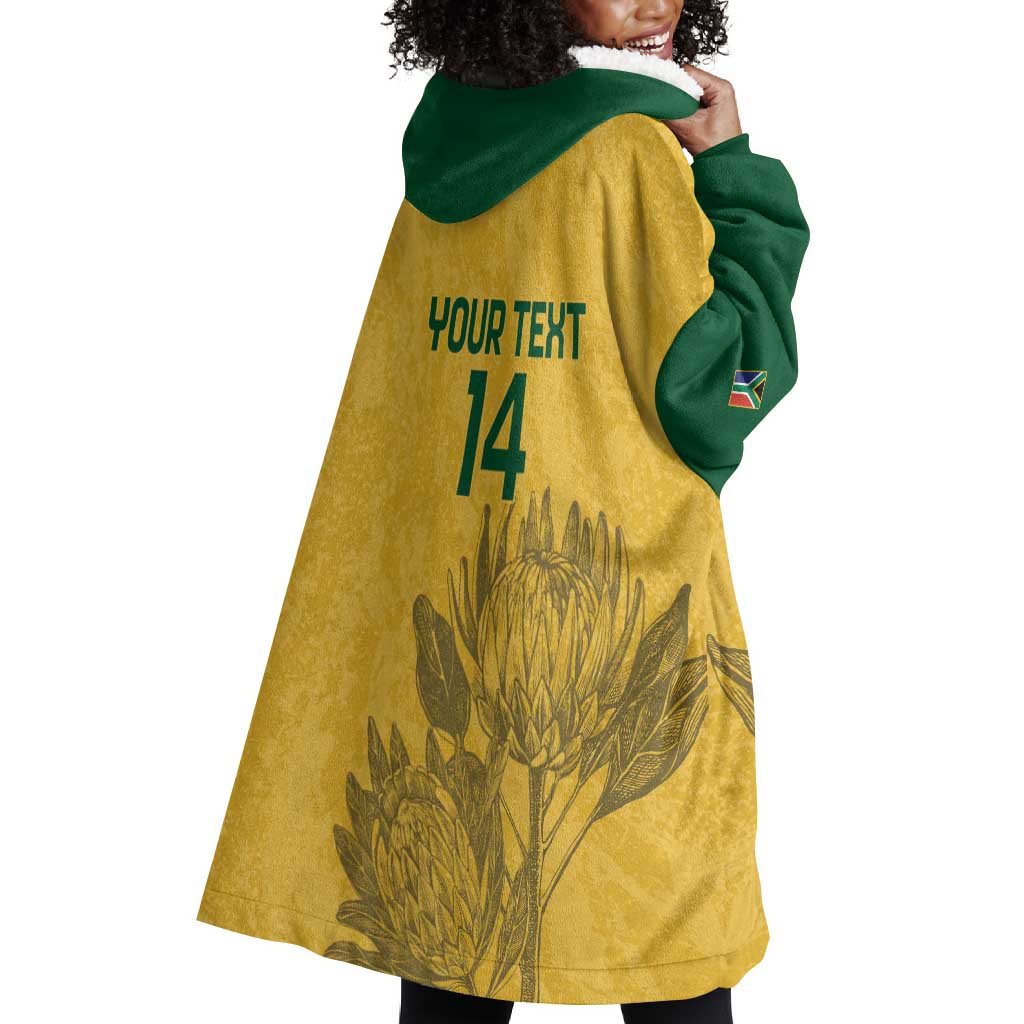 Custom South Africa Soccer Wearable Blanket Hoodie Go Banyana Banyana Proteas LT14