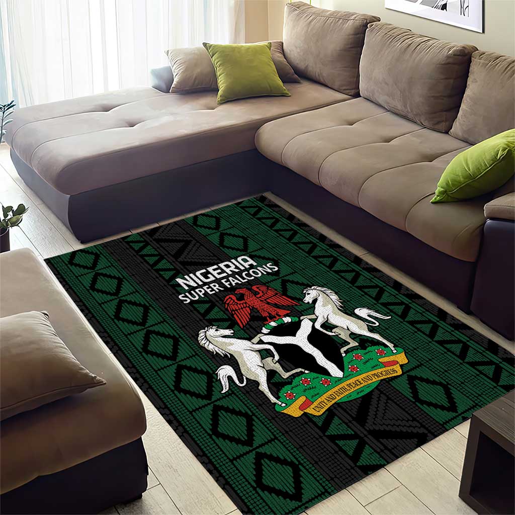 Nigeria Football Area Rug Go Super Falcons African Pattern LT14