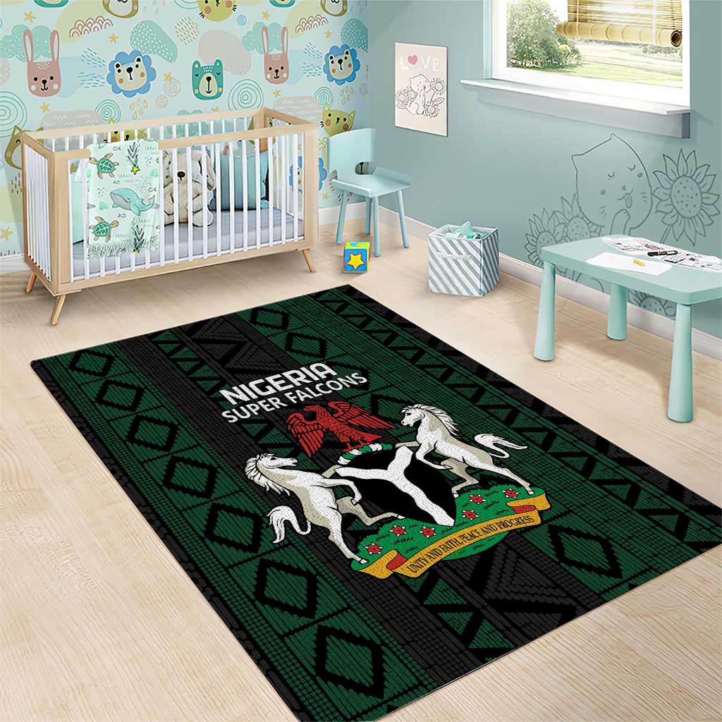 Nigeria Football Area Rug Go Super Falcons African Pattern LT14