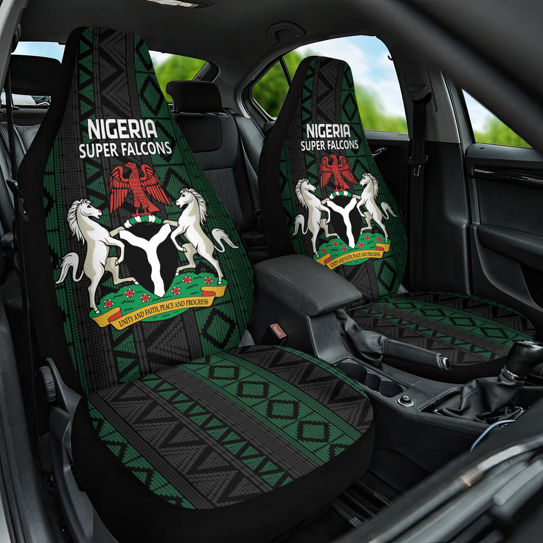 Nigeria Football Car Seat Cover Go Super Falcons African Pattern LT14