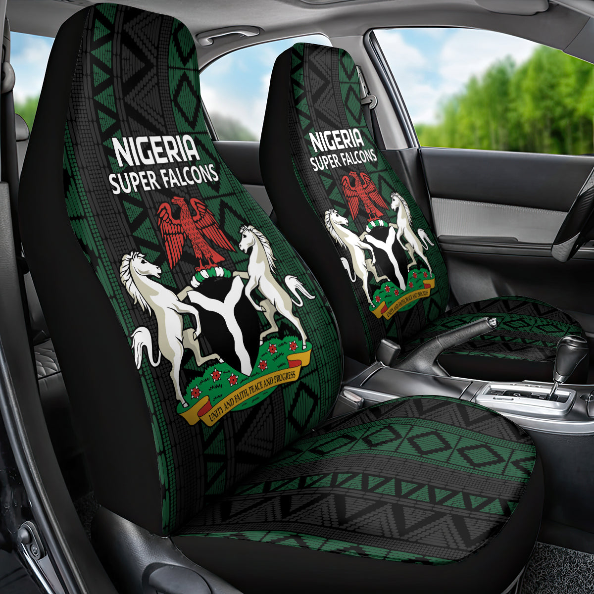 Nigeria Football Car Seat Cover Go Super Falcons African Pattern LT14