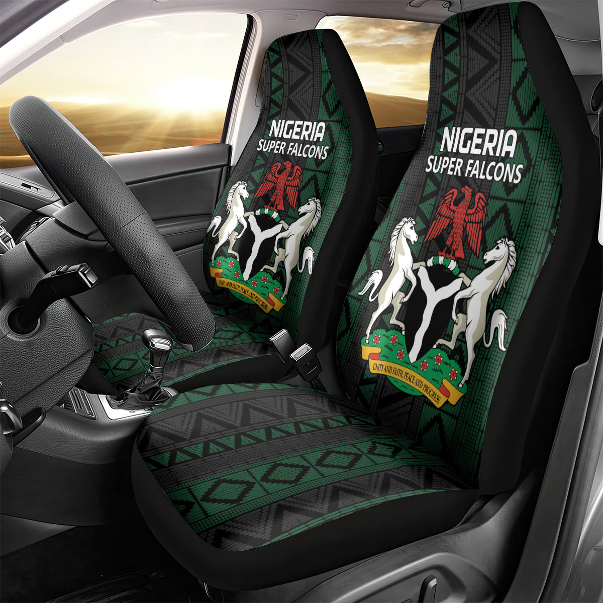 Nigeria Football Car Seat Cover Go Super Falcons African Pattern LT14