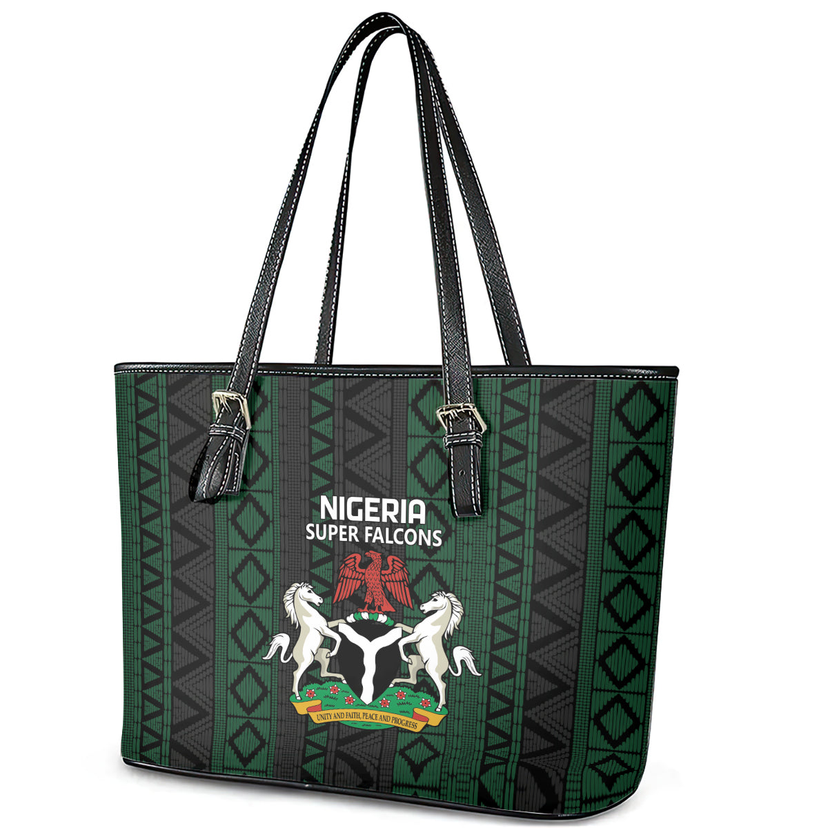 Nigeria Football Leather Tote Bag Go Super Falcons African Pattern LT14