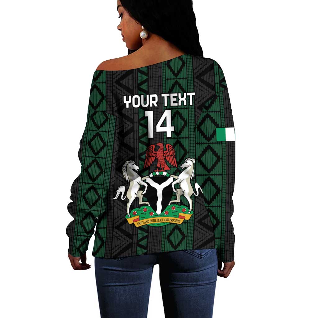 Custom Nigeria Football Off Shoulder Sweater Go Super Falcons African Pattern LT14