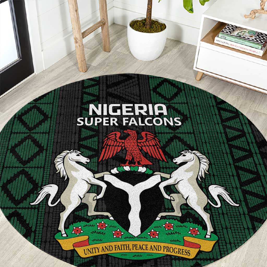 Nigeria Football Round Carpet Go Super Falcons African Pattern LT14