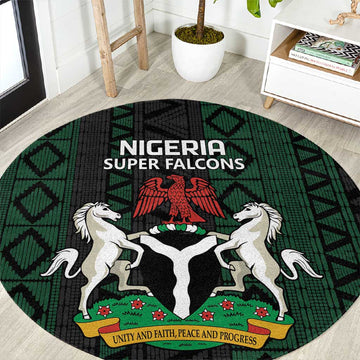 Nigeria Football Round Carpet Go Super Falcons African Pattern LT14