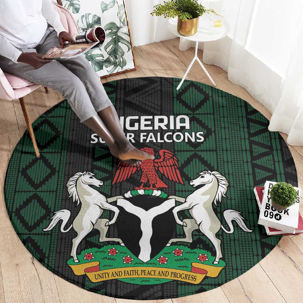 Nigeria Football Round Carpet Go Super Falcons African Pattern LT14