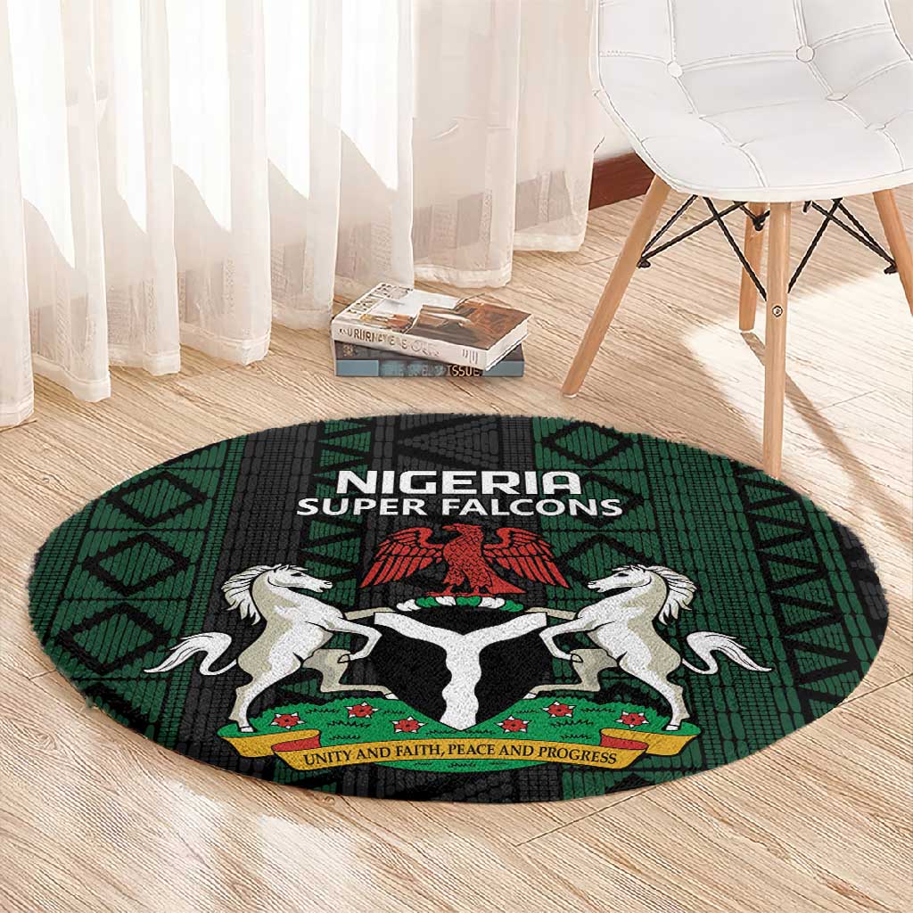 Nigeria Football Round Carpet Go Super Falcons African Pattern LT14