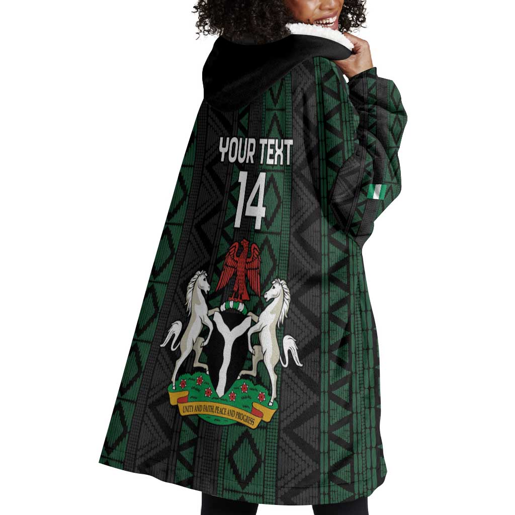 Custom Nigeria Football Wearable Blanket Hoodie Go Super Falcons African Pattern LT14