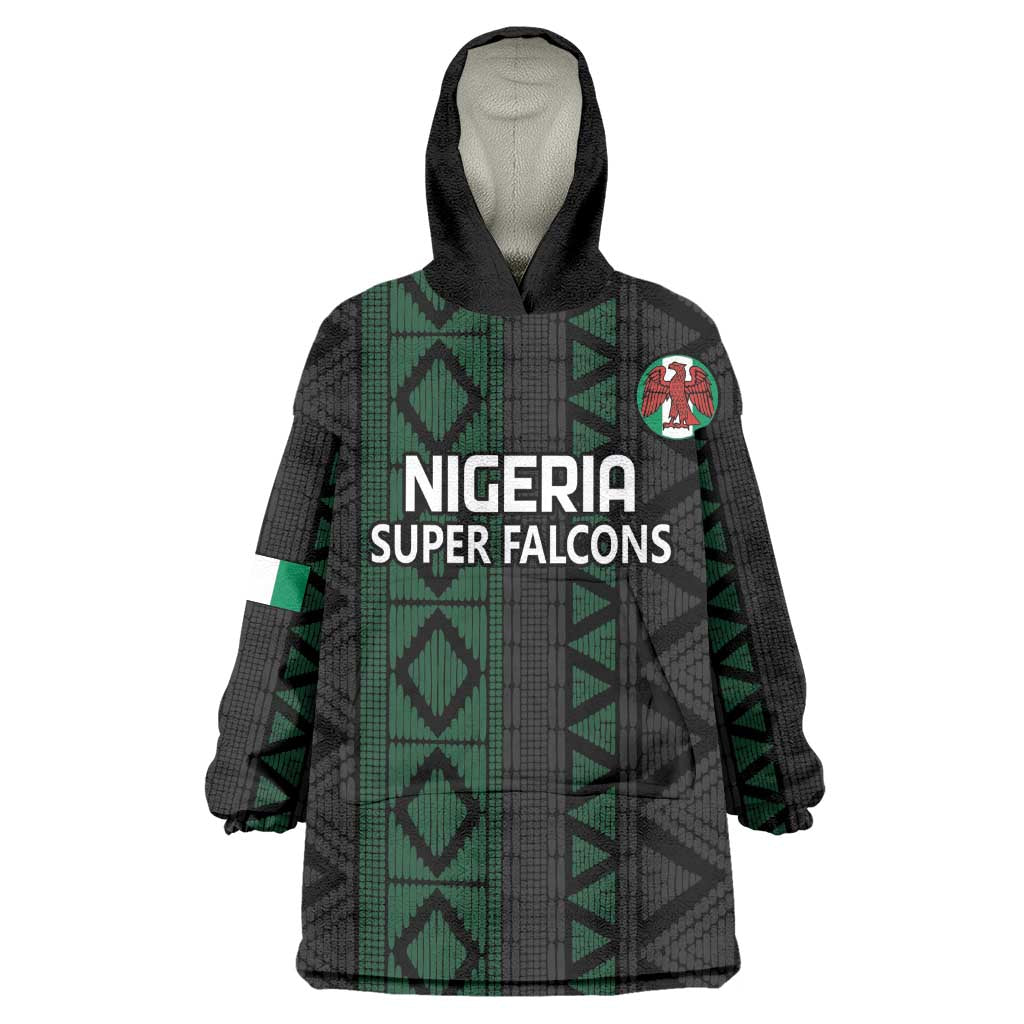 Custom Nigeria Football Wearable Blanket Hoodie Go Super Falcons African Pattern LT14