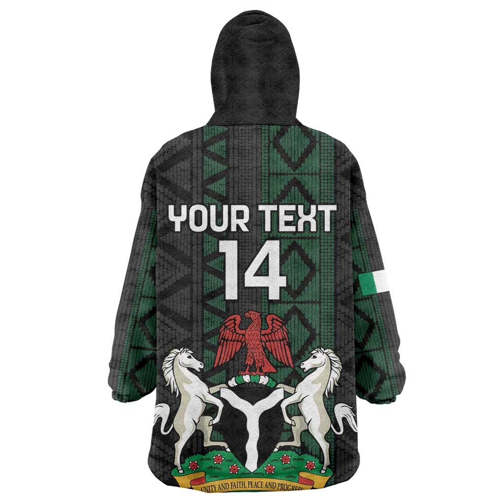 Custom Nigeria Football Wearable Blanket Hoodie Go Super Falcons African Pattern LT14