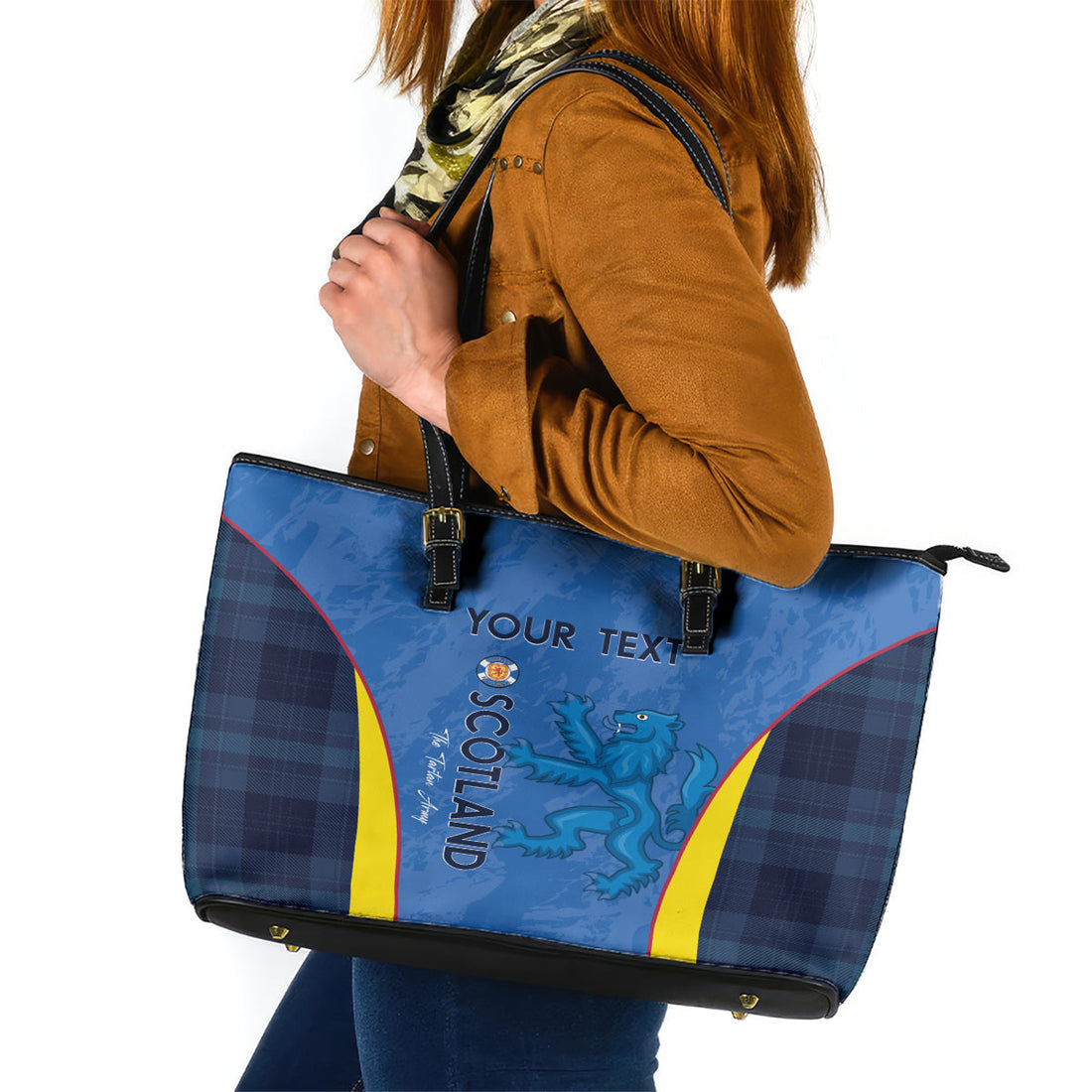 Custom Scotland Football Leather Tote Bag 2024 Go Champions Scottish LT14