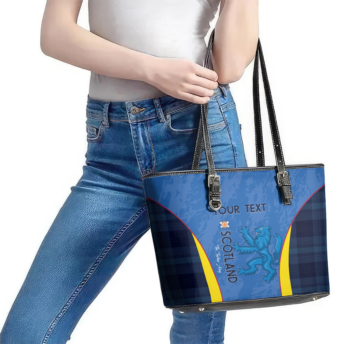 Custom Scotland Football Leather Tote Bag 2024 Go Champions Scottish LT14