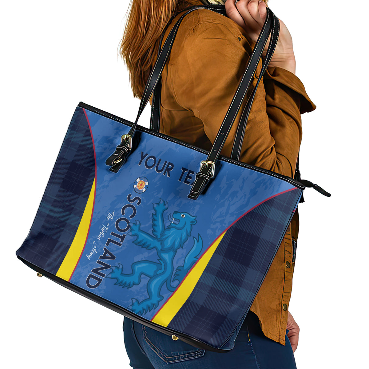 Custom Scotland Football Leather Tote Bag 2024 Go Champions Scottish LT14
