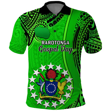 25 July Rarotonga Island Gospel Day Polo Shirt Cook Islands Tribal Pattern LT14