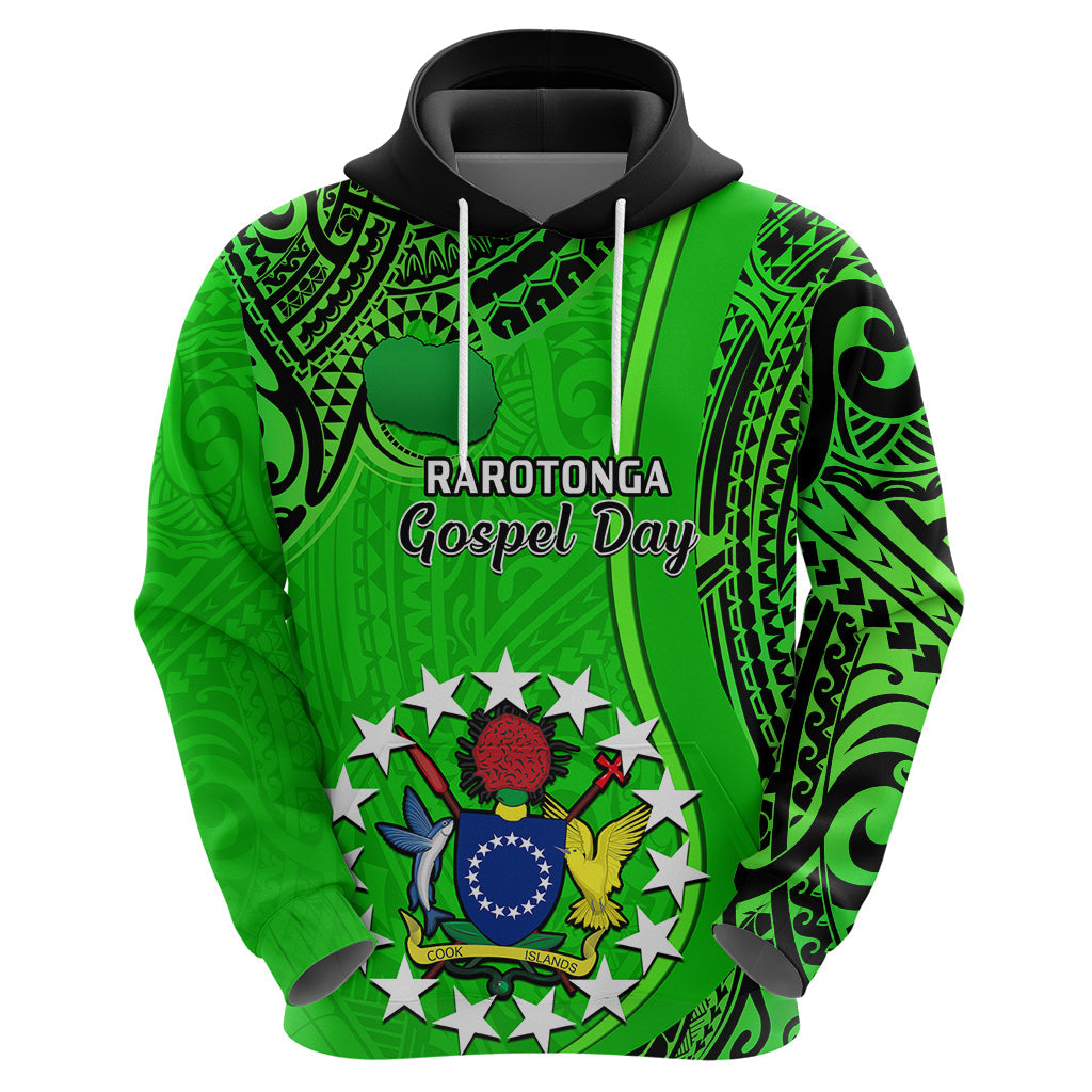 Personalised 25 July Rarotonga Island Gospel Day Hoodie Cook Islands Tribal Pattern LT14