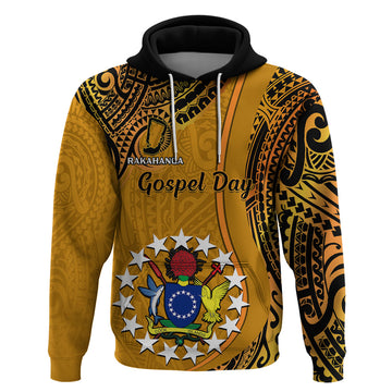 Personalised 15 August Rakahanga Island Gospel Day Hoodie Cook Islands Tribal Pattern LT14