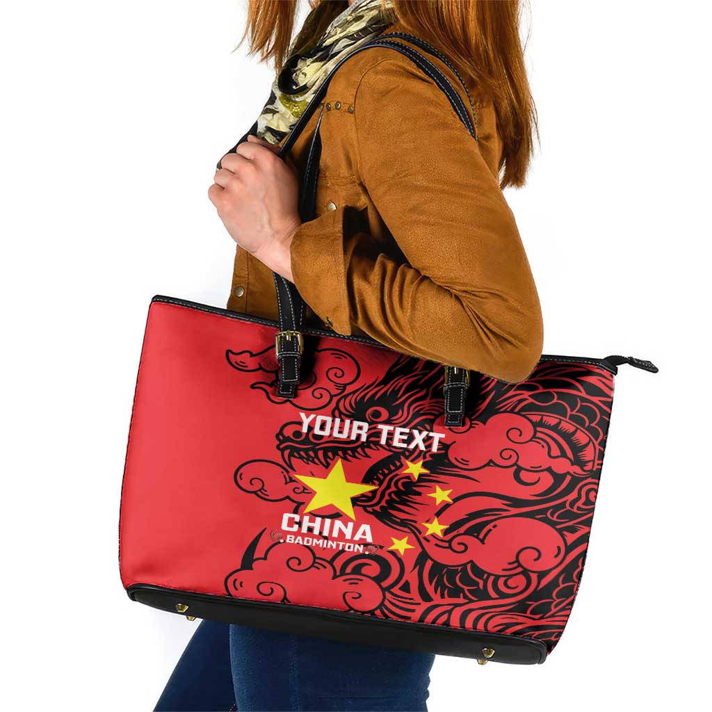 Personalised China Badminton Leather Tote Bag 2024 Chinese Dragon Version LT14