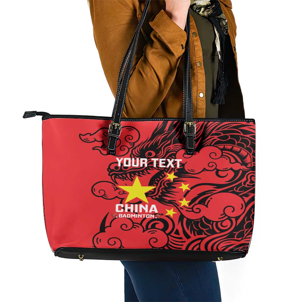 Personalised China Badminton Leather Tote Bag 2024 Chinese Dragon Version LT14