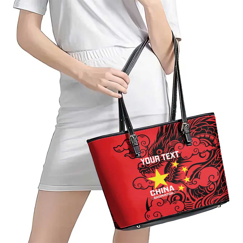 Personalised China Badminton Leather Tote Bag 2024 Chinese Dragon Version LT14