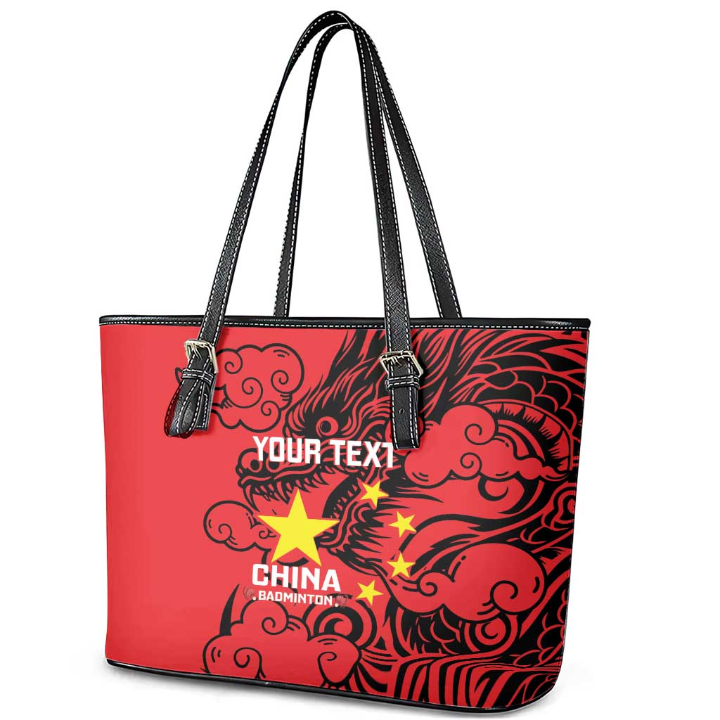 Personalised China Badminton Leather Tote Bag 2024 Chinese Dragon Version LT14