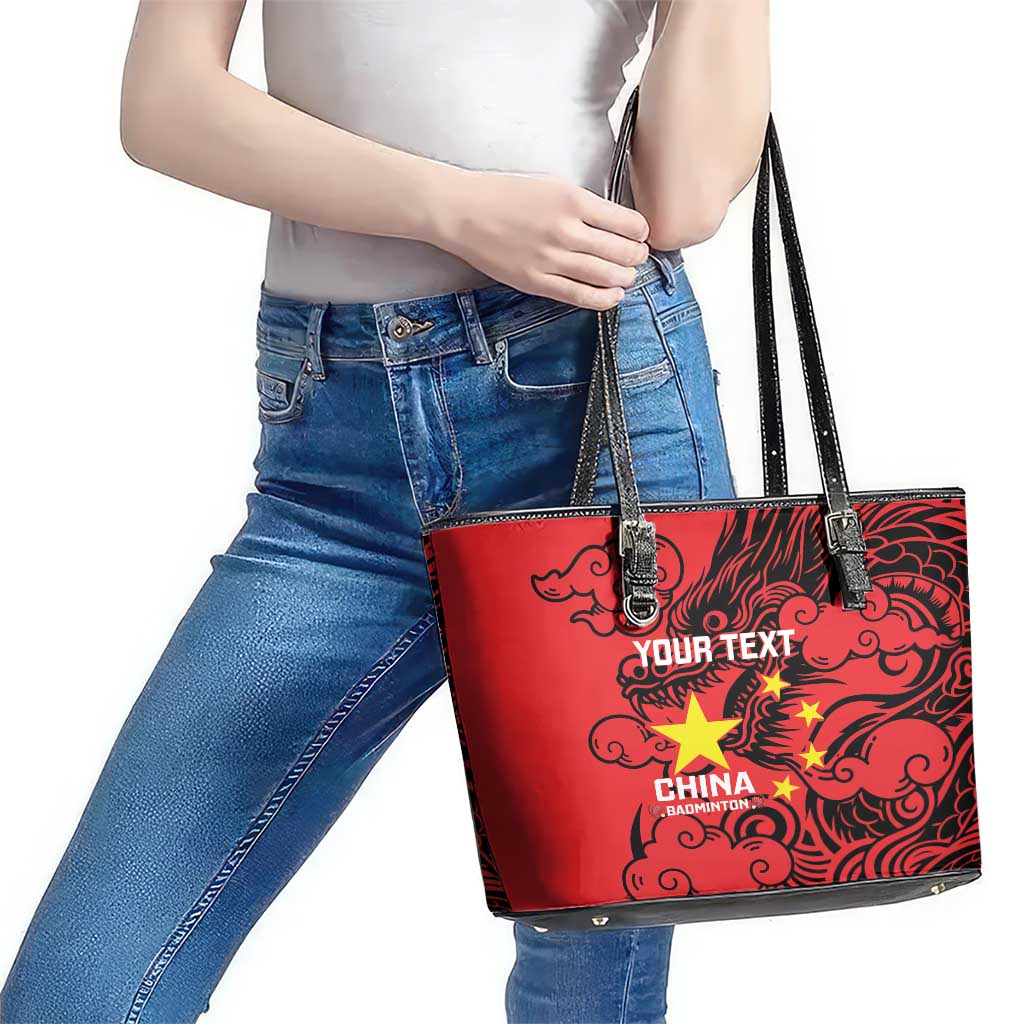 Personalised China Badminton Leather Tote Bag 2024 Chinese Dragon Version LT14