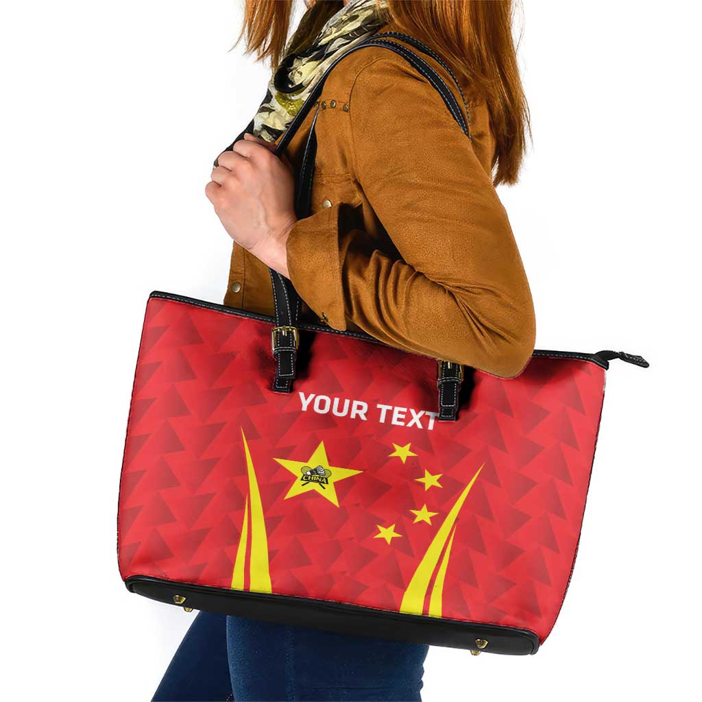 Personalised China Badminton Leather Tote Bag 2024 Sporty Red Version LT14