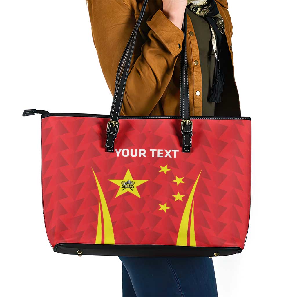 Personalised China Badminton Leather Tote Bag 2024 Sporty Red Version LT14