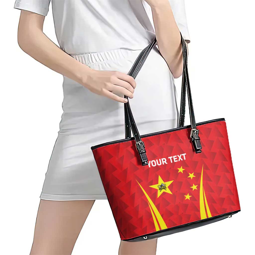 Personalised China Badminton Leather Tote Bag 2024 Sporty Red Version LT14