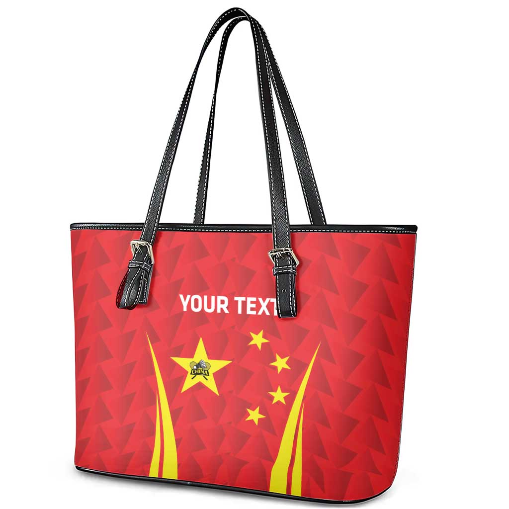 Personalised China Badminton Leather Tote Bag 2024 Sporty Red Version LT14
