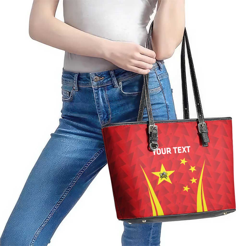 Personalised China Badminton Leather Tote Bag 2024 Sporty Red Version LT14