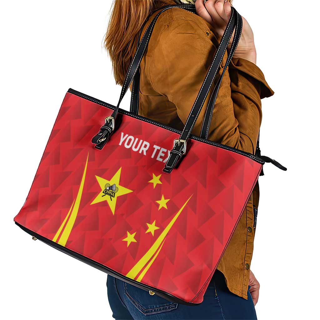 Personalised China Badminton Leather Tote Bag 2024 Sporty Red Version LT14