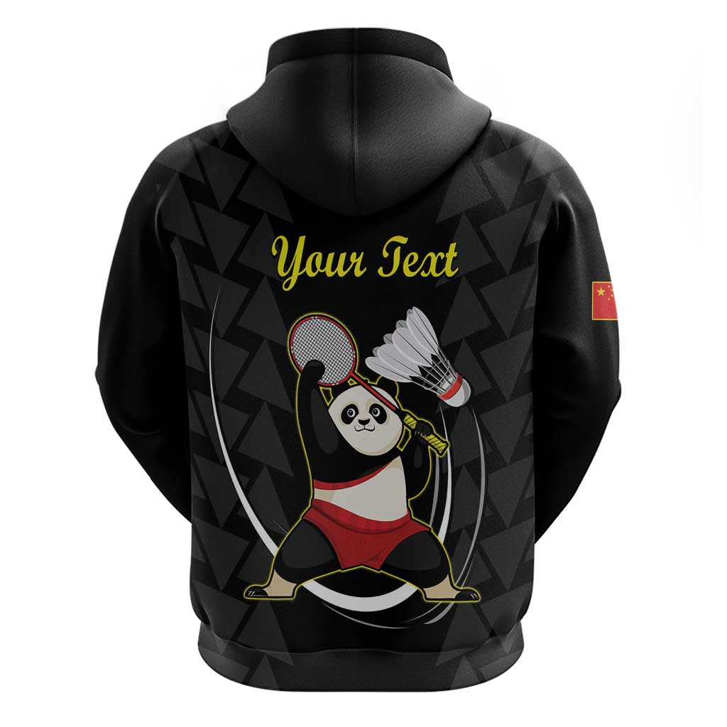 Personalised China Badminton Hoodie 2024 Chinese Cute Panda Black Version LT14