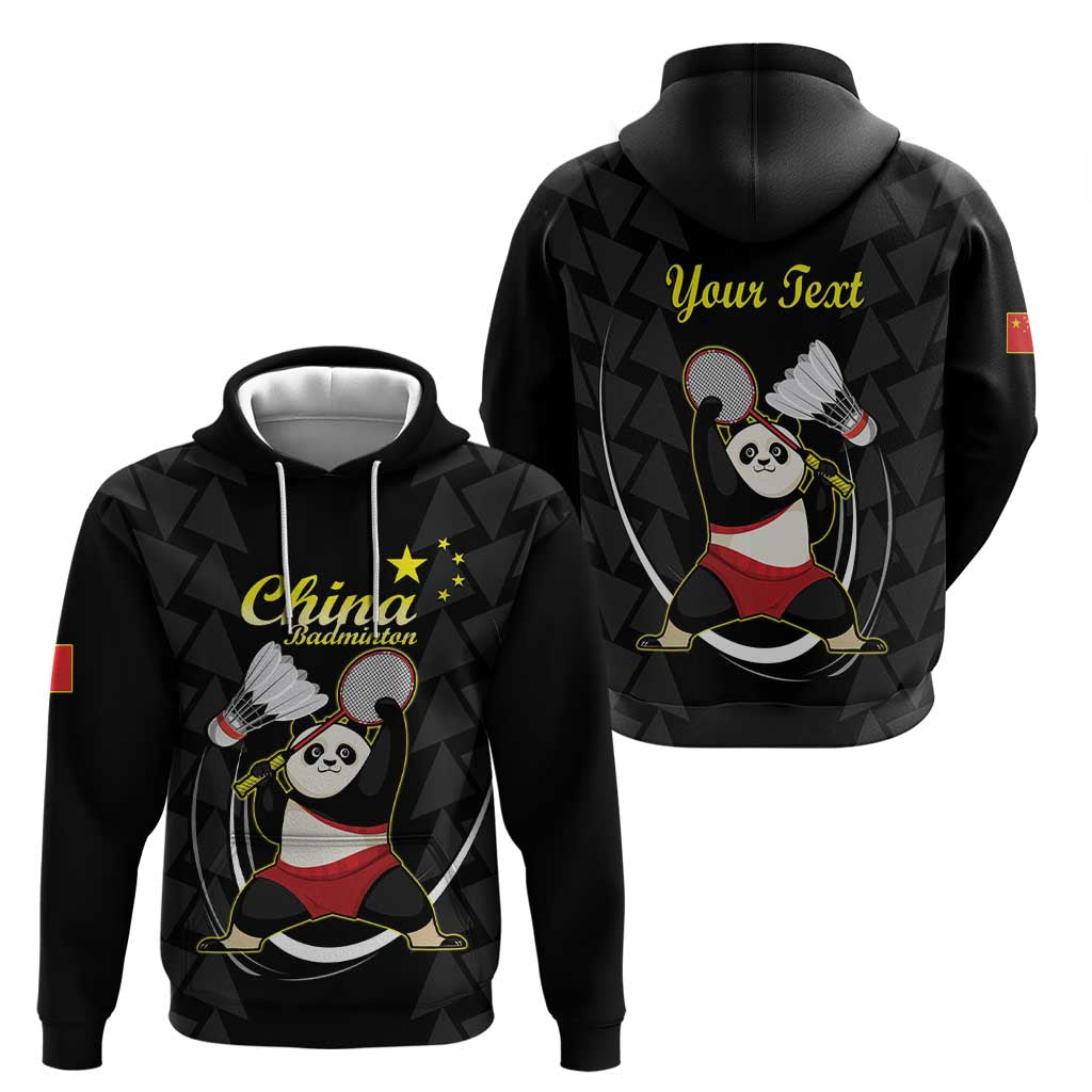 Personalised China Badminton Hoodie 2024 Chinese Cute Panda Black Version LT14