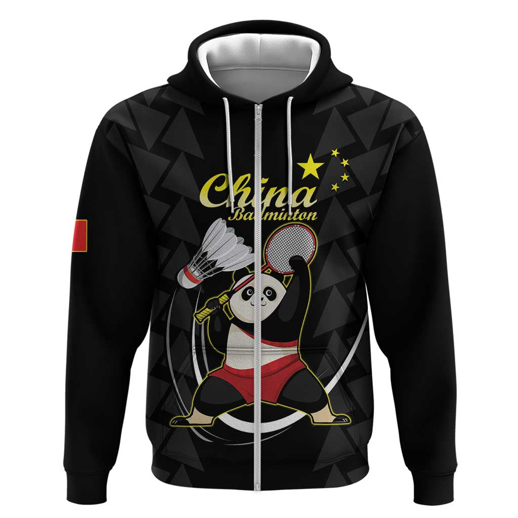 Personalised China Badminton Hoodie 2024 Chinese Cute Panda Black Version LT14