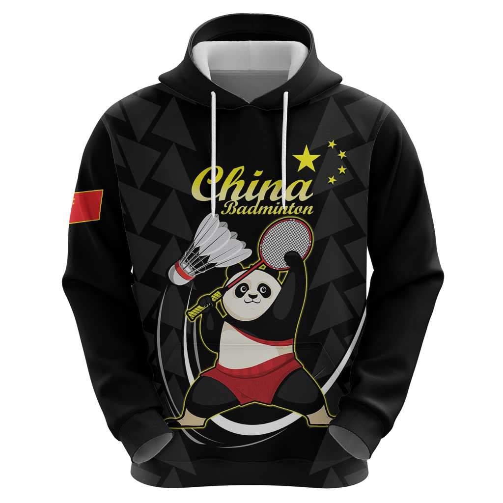 Personalised China Badminton Hoodie 2024 Chinese Cute Panda Black Version LT14