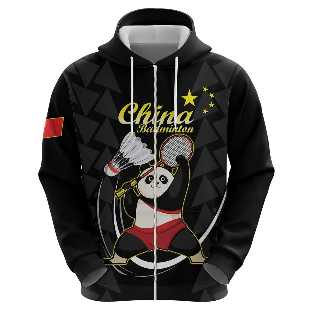 Personalised China Badminton Hoodie 2024 Chinese Cute Panda Black Version LT14