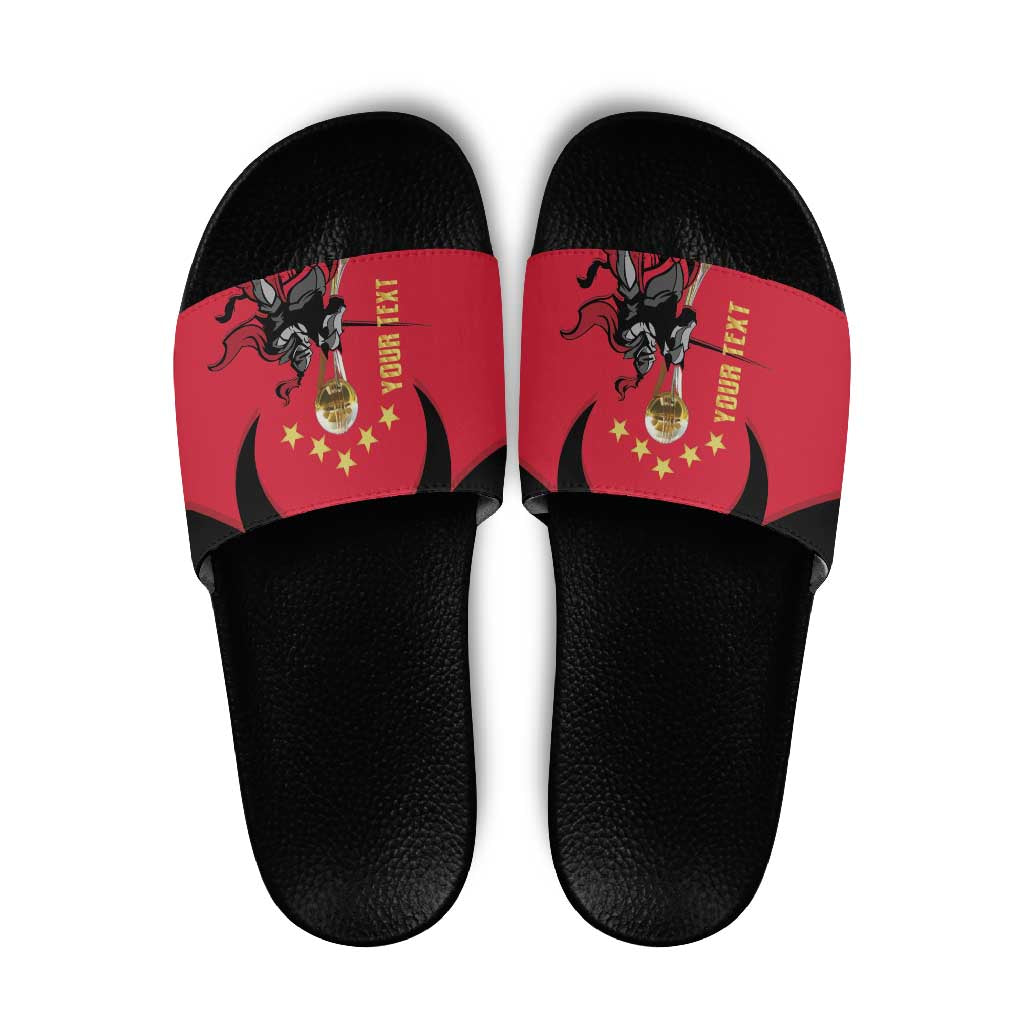 Trinidad and Tobago Cricket Personalized Slide Sandals Trinbago Knight Riders 5th Champions Proud LT14
