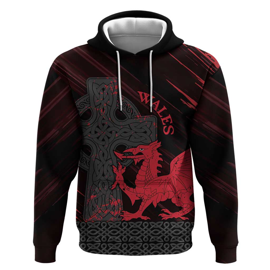 Wales Hoodie Celtic Cross Welsh Red Dragon LT14