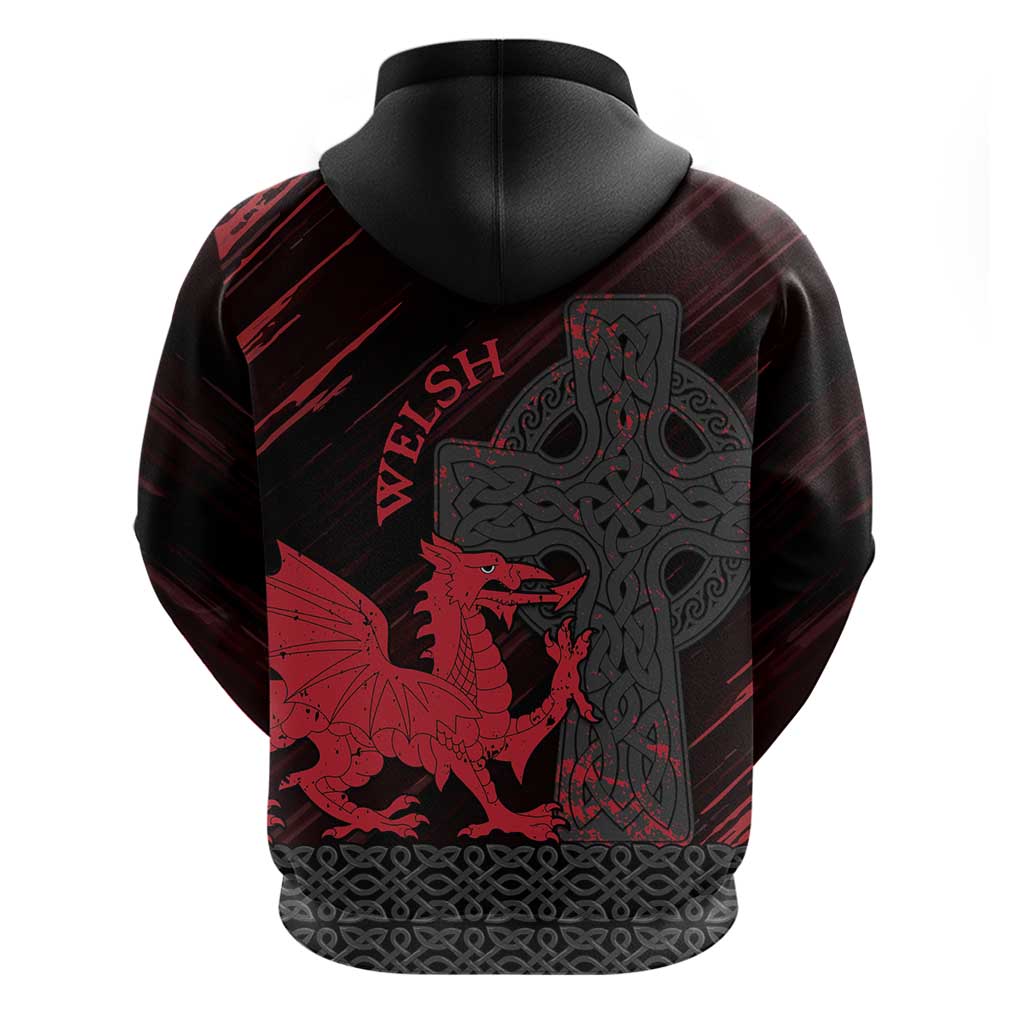 Wales Hoodie Celtic Cross Welsh Red Dragon LT14