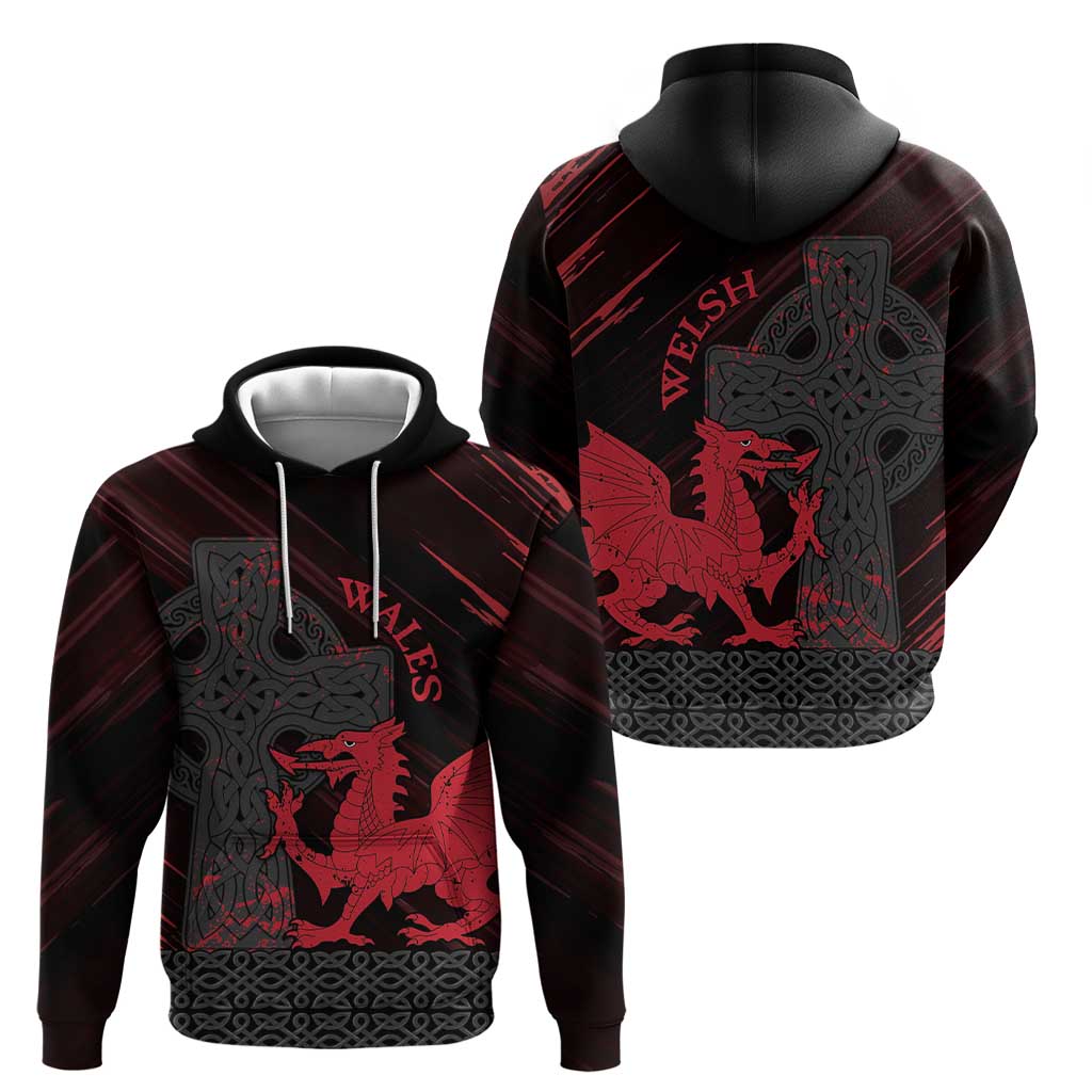 Wales Hoodie Celtic Cross Welsh Red Dragon LT14