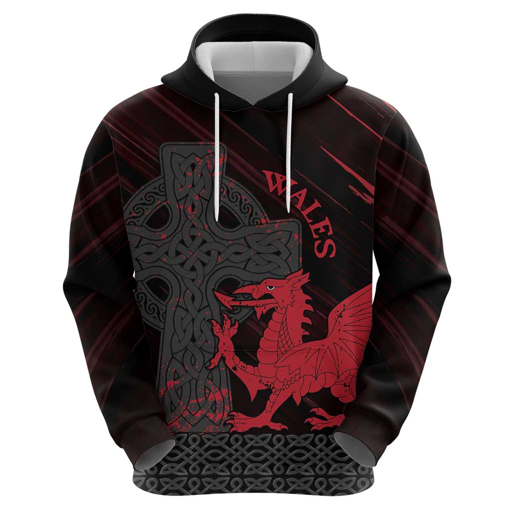Wales Hoodie Celtic Cross Welsh Red Dragon LT14